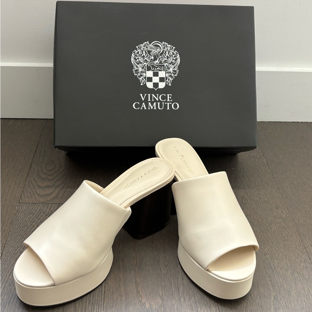 NEW Vince Camuto Cream Women's Platform Mules